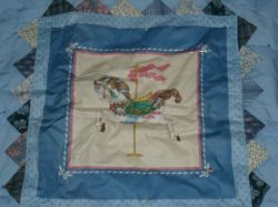 Baby Quilt-Blue Carousel Horse - photos of details