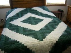 Log Cabin -Green & Cream - photos of details