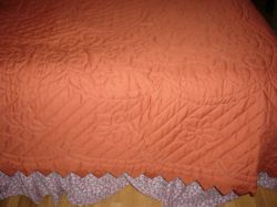 Whole Cloth Quilt- Rust &Flowered Back - photos of details